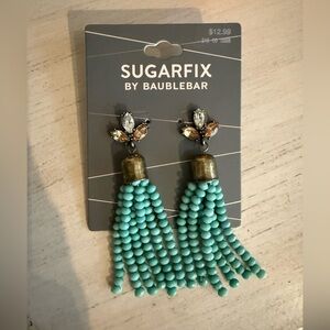 BaubleBar Blue and Gold Statement Earrings